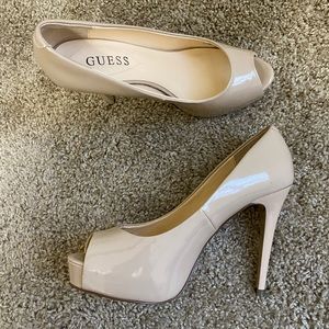 GUESS nude peep toe heels